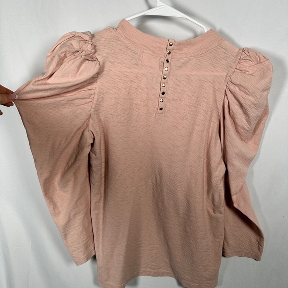 Nation LTD elevated basics pima cotton puff sleeve top M blush - Picture 11 of 11